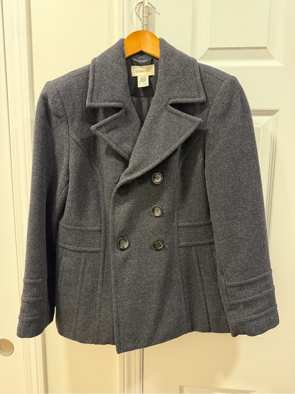 St. John's Bay Dark Charcoal Double-Breasted Peacoat